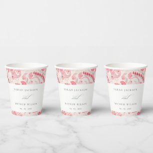 Minimale Moderne Blush Paisley Typography Wedding Papieren Bekers