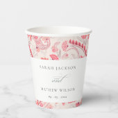 Minimale Moderne Blush Paisley Typography Wedding Papieren Bekers (Voorkant)