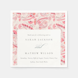 Minimale Moderne Blush Paisley Typography Wedding Servet