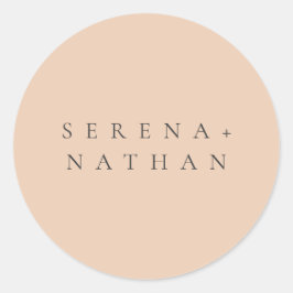 Minimale Moderne Blush Peach Fijne bruiloft Ronde Sticker
