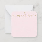 Minimale moderne Blush Pink & Gold typografie Notitiekaartje (Voorkant)