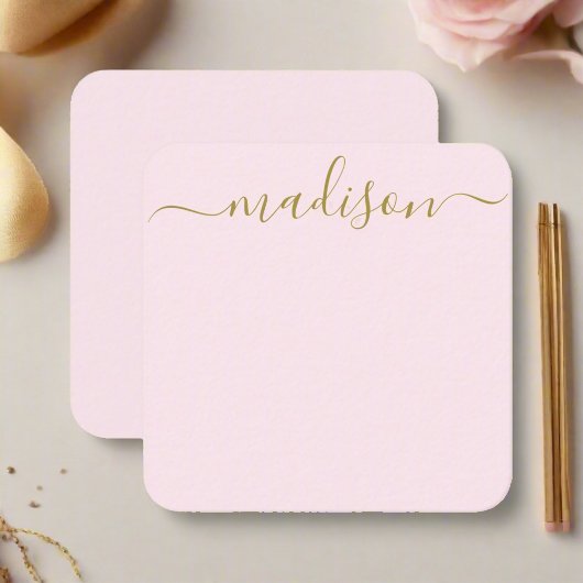 Minimale moderne Blush Pink & Gold typografie Notitiekaartje