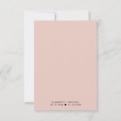 Minimale moderne Blush Roze bruiloft receptie Kaart (Achterkant)
