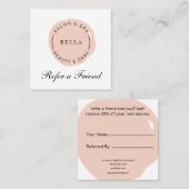 Minimale Moderne Blush Salon en Spa Aanbevelingskaartje (Voorkant / Achterkant)