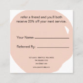 Minimale Moderne Blush Salon en Spa Aanbevelingskaartje (Achterkant)