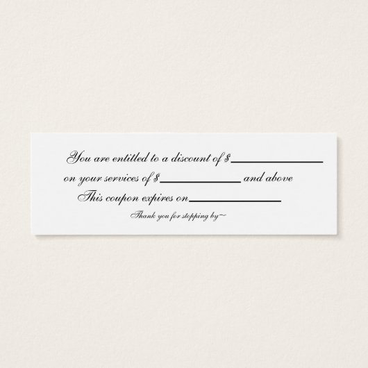 Minimale Moderne Blush Salon en Spa Discount Kaart (Achterkant)