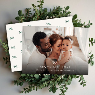 Minimale moderne boog boven alle liefde kerstfoto feestdagenkaart
