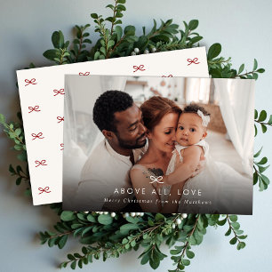 Minimale moderne boog boven alle liefde kerstfoto feestdagenkaart