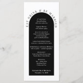 Minimale moderne boog zwart wit bruiloft menu (Voorkant)