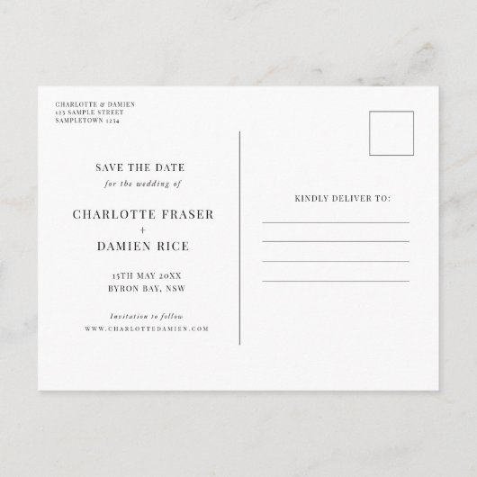 Minimale moderne boogfoto Opslaan Datum Briefkaart (Achterkant)