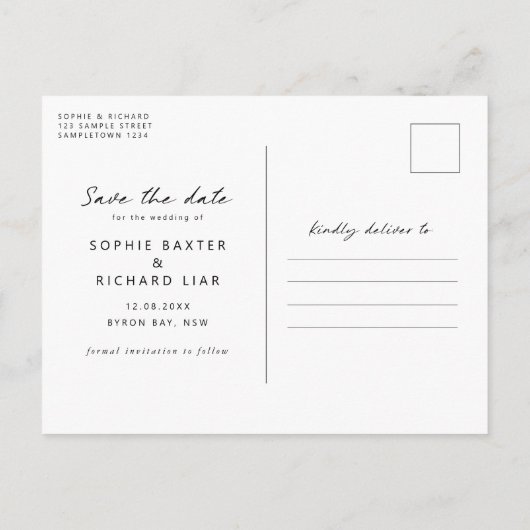 Minimale moderne boogfoto Opslaan Datum Briefkaart (Achterkant)