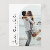 Minimale moderne boogfoto Opslaan Datum Briefkaart (Voorkant)