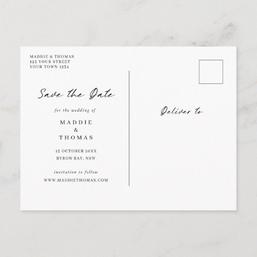 Minimale moderne boogfoto Opslaan Datum Briefkaart (Achterkant)