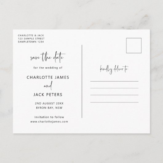 Minimale moderne boogfoto Opslaan Datum Briefkaart (Achterkant)