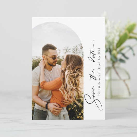 Minimale moderne boogfoto Opslaan Datum invullen Kaart (Staand voorkant)