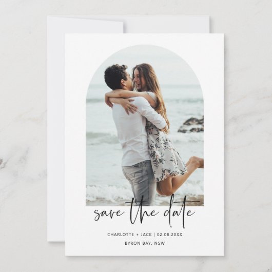 Minimale moderne boogfoto Opslaan Datum Kaart (Voorkant)