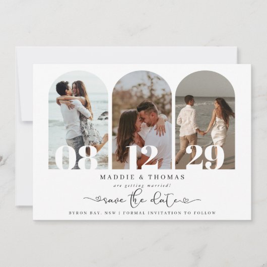 Minimale moderne boogfoto Opslaan Datum Kaart (Voorkant)