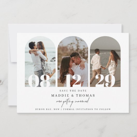 Minimale moderne boogfoto Opslaan Datum Kaart (Voorkant)