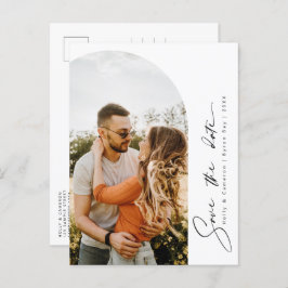 Minimale moderne boogfoto Save the Date Postcar Briefkaart