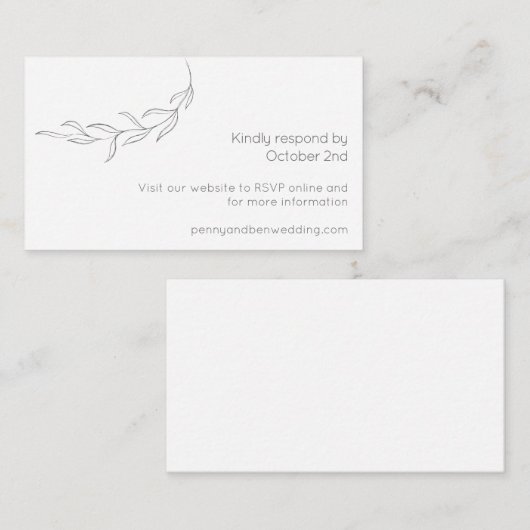 Minimale moderne botanische tekening informatiekaartje (Voorkant / Achterkant)