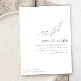 Minimale moderne botanische tekening save the date