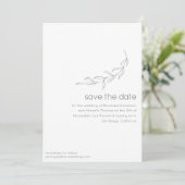 Minimale moderne botanische tekening save the date (Staand voorkant)