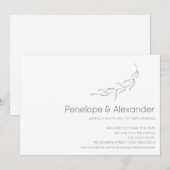 Minimale moderne botanische trekbruiloft kaart (Voorkant / Achterkant)