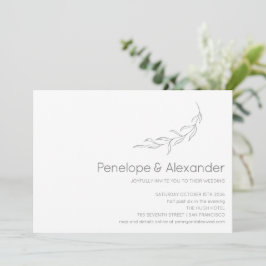 Minimale moderne botanische trekbruiloft kaart