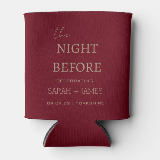 Minimale moderne Bourgogne de nacht voor de bruilo Blikjeskoeler (Voorkant)