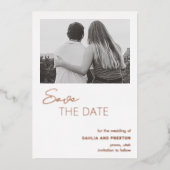 Minimale moderne bruiloft Bewaar de datum Folie Uitnodiging (Voorkant)