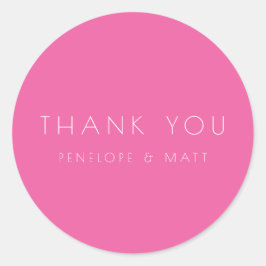 Minimale moderne bruiloft Dank u hartelijk roze Ronde Sticker