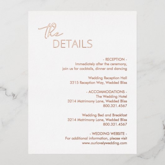 Minimale moderne bruiloft Folie behuizing Kaart (Voorkant)