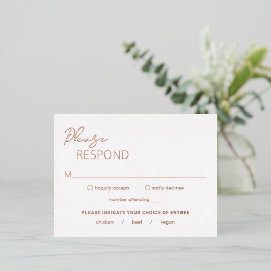 Minimale moderne bruiloft Folie RSVP-kaart Folie Uitnodiging Briefkaart (Staand Voorkant)
