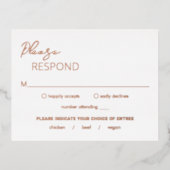 Minimale moderne bruiloft Folie RSVP-kaart Folie Uitnodiging Briefkaart (Voorkant)
