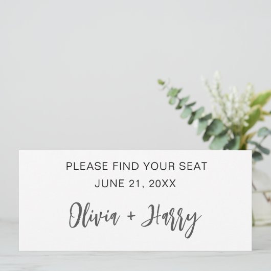 Minimale moderne bruiloft tafel zitplaatsen header kaart (Staand voorkant)