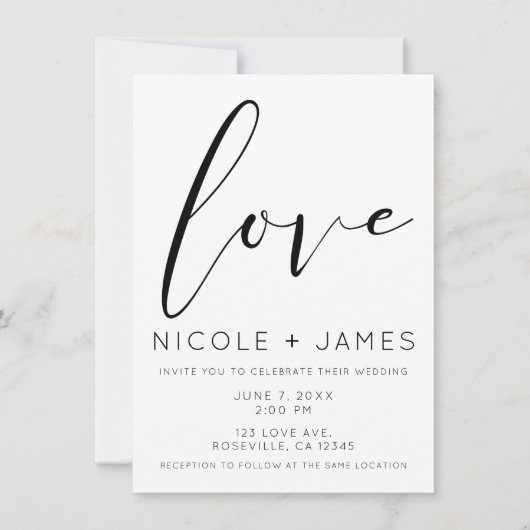 Minimale moderne bruiloft voor zwarte en witte kle kaart (Voorkant)