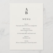 Minimale moderne burgerlijke bruiloft menu (Voorkant)