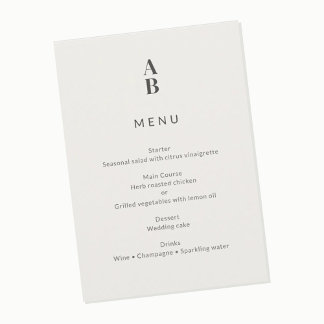 Minimale moderne burgerlijke bruiloft menu