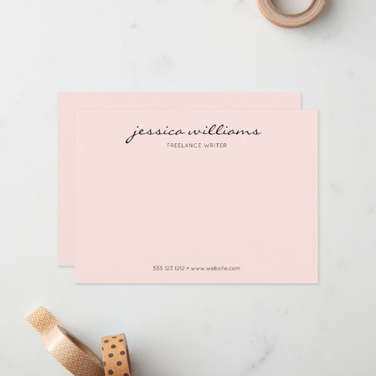 Minimale moderne Calligrafie Professional Notitiekaartje (Voorkant / Achterkant in situ)