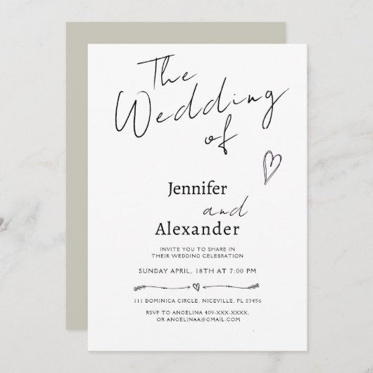 Minimale Moderne Calligrafie Weddenschap Kaart (Voorkant / Achterkant)