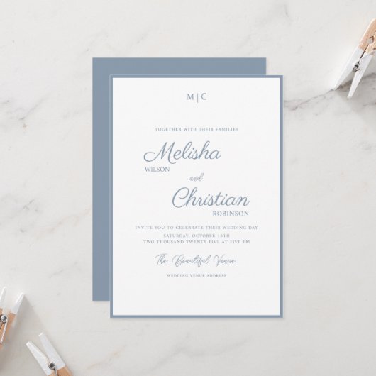 Minimale Moderne Calligrafie Weddenschap Kaart (Voorkant / Achterkant in situ)