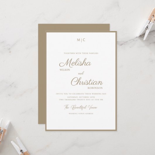 Minimale Moderne Calligrafie Weddenschap Kaart (Voorkant / Achterkant in situ)