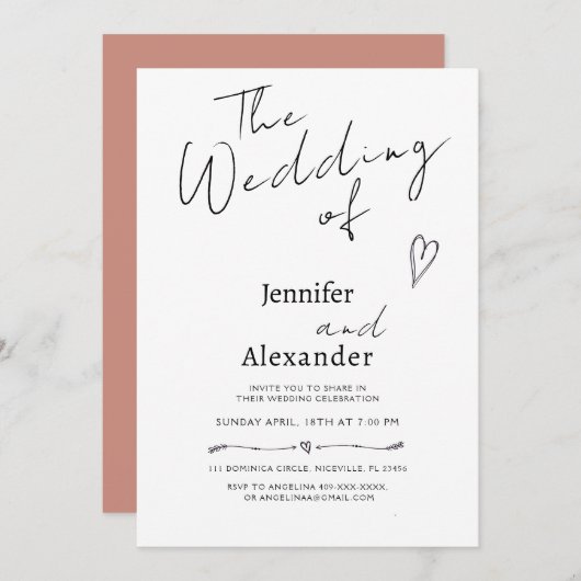 Minimale Moderne Calligrafie Weddenschap Kaart (Voorkant / Achterkant)