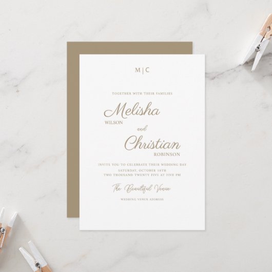 Minimale Moderne Calligrafie Weddenschap Kaart (Voorkant / Achterkant in situ)