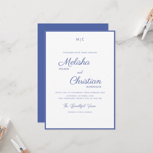Minimale Moderne Calligrafie Weddenschap Kaart (Voorkant / Achterkant in situ)