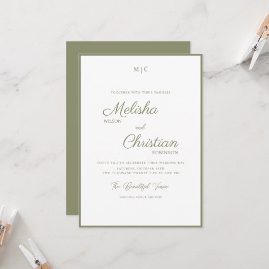 Minimale Moderne Calligrafie Weddenschap Kaart (Voorkant / Achterkant in situ)
