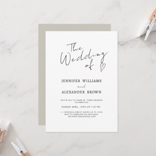 Minimale Moderne Calligrafie Weddenschap Kaart (Voorkant / Achterkant in situ)