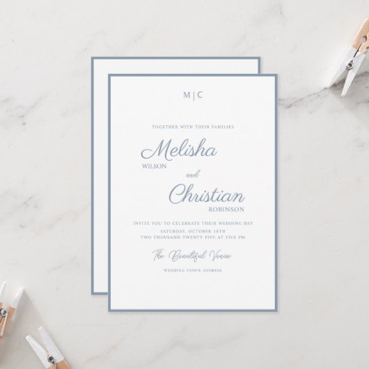 Minimale Moderne Calligrafie Weddenschap Kaart (Voorkant / Achterkant in situ)