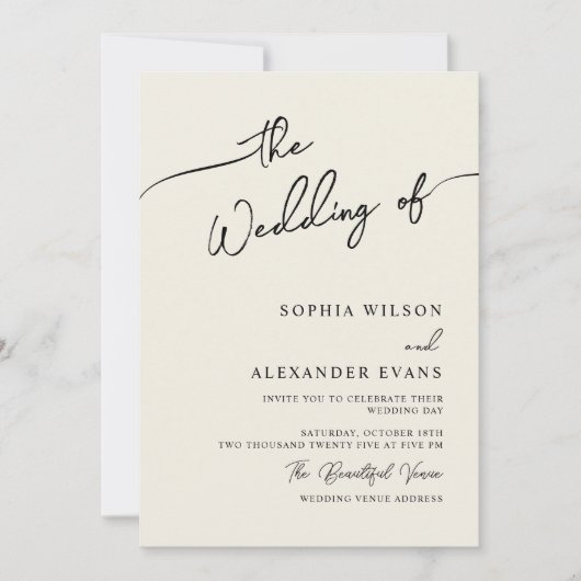 Minimale Moderne Calligrafie Weddenschap Kaart (Voorkant)