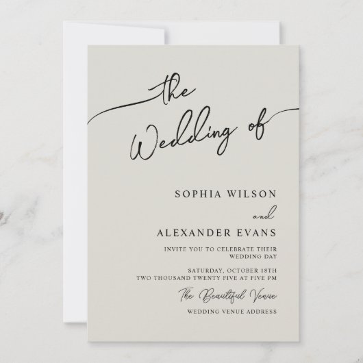 Minimale Moderne Calligrafie Weddenschap Kaart (Voorkant)